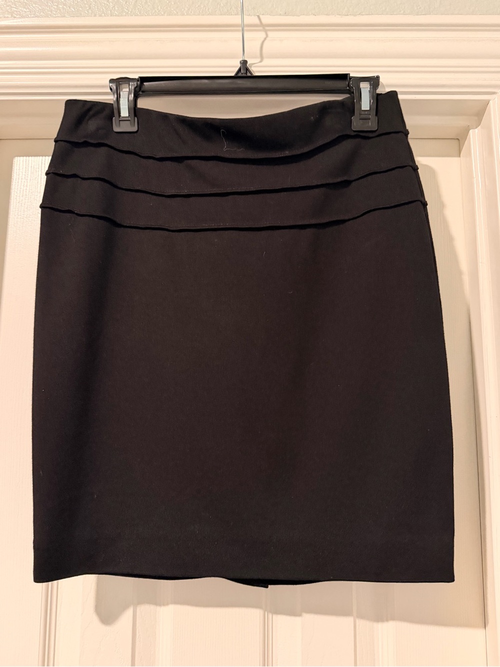 Max Studio Black Ponte Pencil Skirt with Tiered Waistband